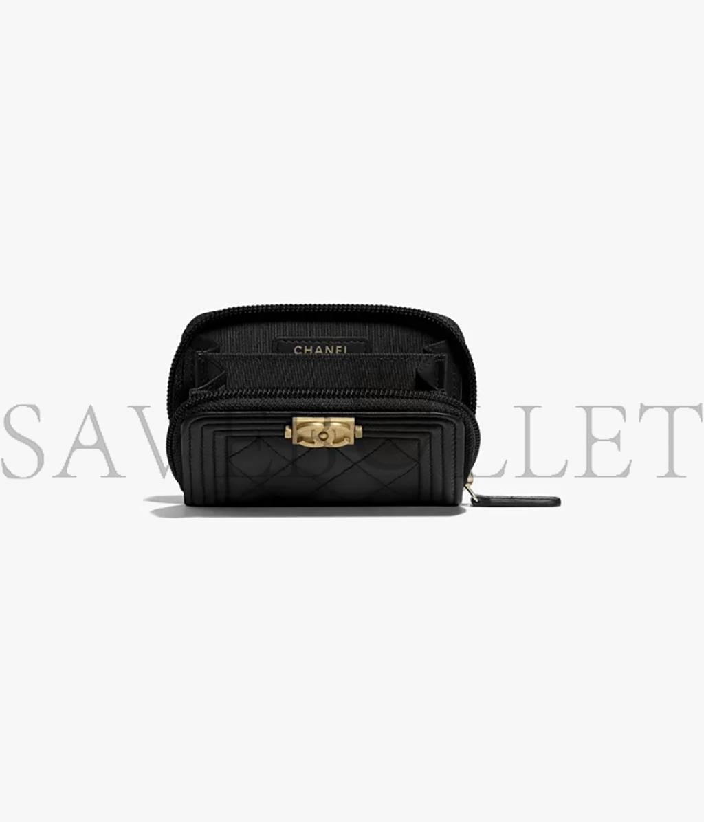 Ch*el boy Ch*el zipped coin purse a80602 y07659 94305(11*7.5*2cm)